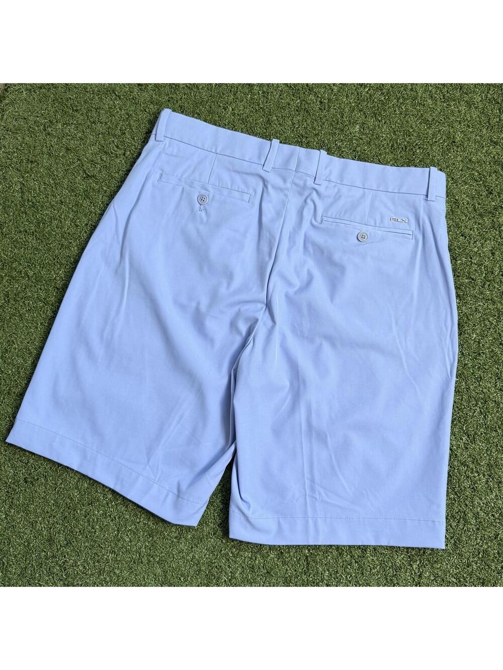 RLX Ralph Lauren Golf Shorts Blue Performance Flat Front Size 32 athletic luxury